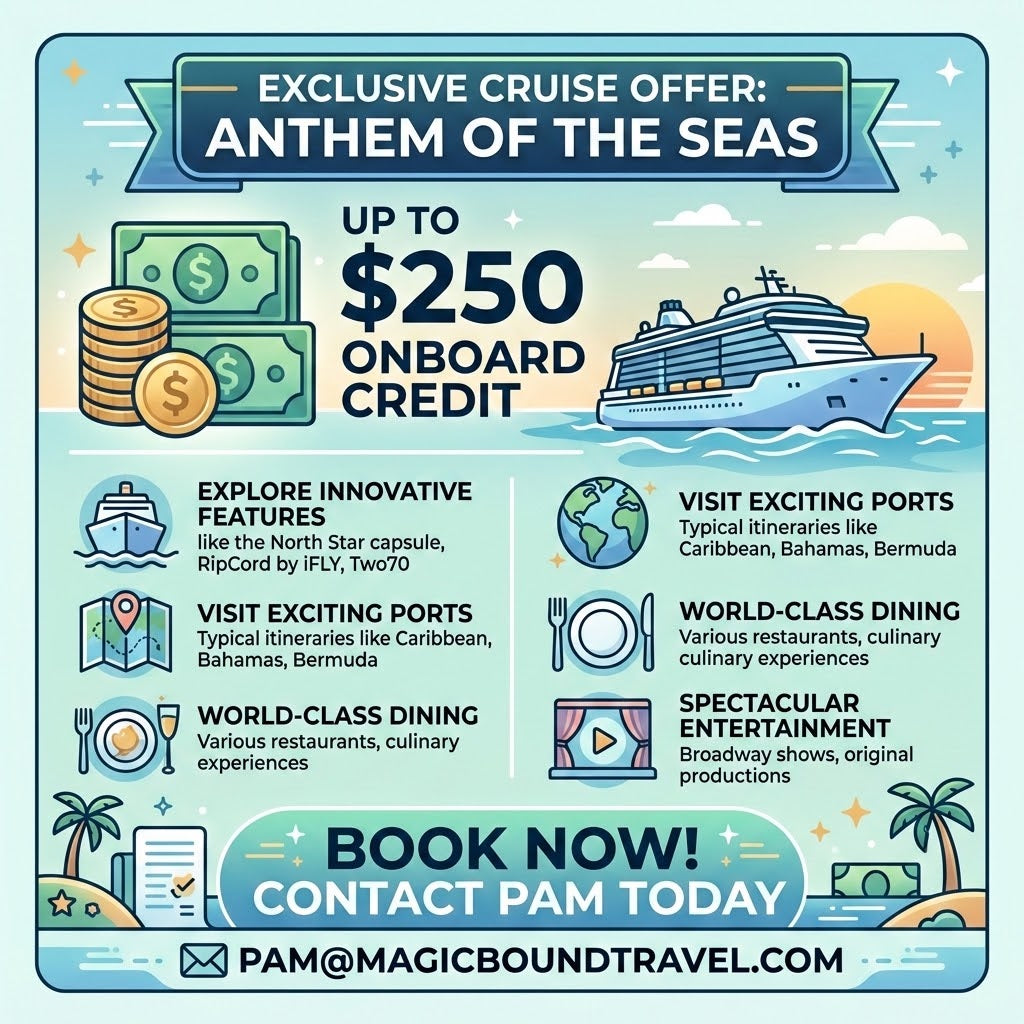 $250 Onboard Credt on Anthem of the Seas