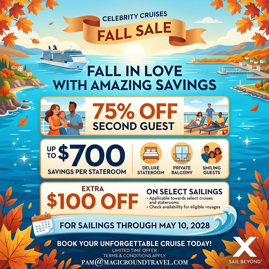 Celebrity Cruise 75% off 2nd Guest + HUGE discounts